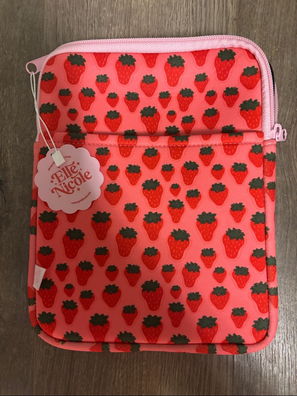 Ellie + Nicole Strawberry Print Pink Tablet Sleeve